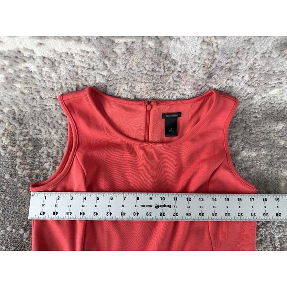 Ann Taylor Size 8 Casual Knee Length Fit Flared Dress Coral Sleeveless Zip - Picture 6 of 9